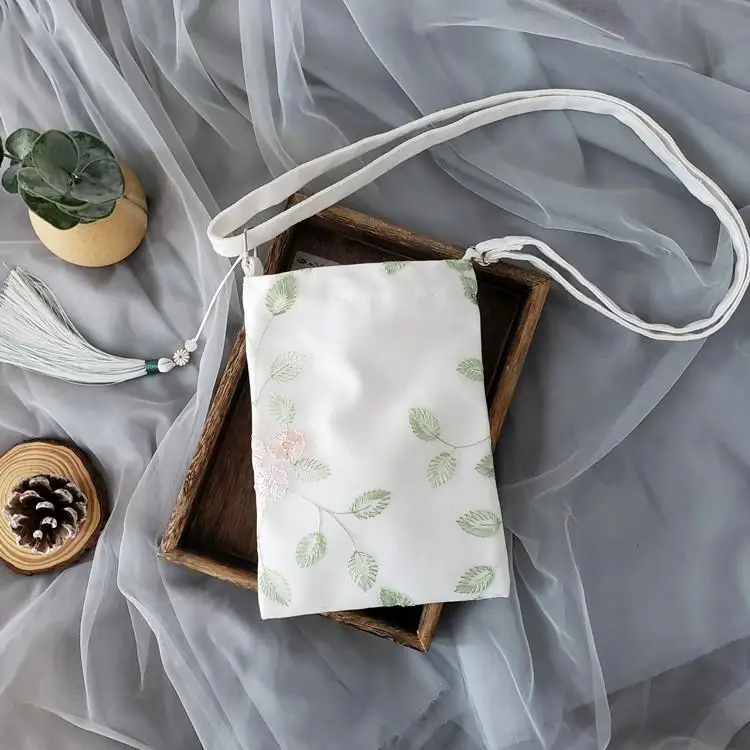 

Antique Lace Hanfu Bag Zipper Small Square Bag Tassel Messenger Bag Mobile Phone Bag Shoulder Bag Lady Bag