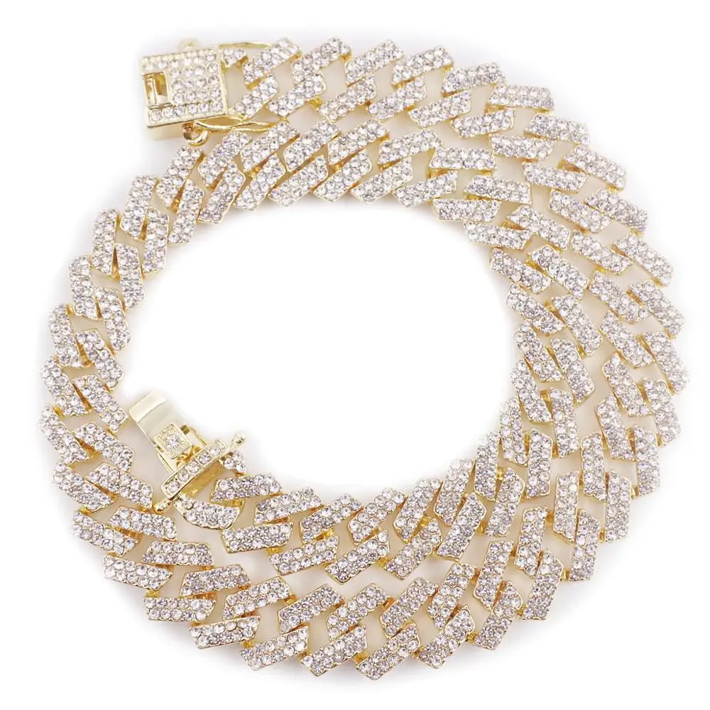 

Men's Bling Fashion Jewelry Rapper Rock Gift Miami Curb Cuban Iced Out Necklace Hip Hop Chain Crystal Gold Silver Color Jewelry