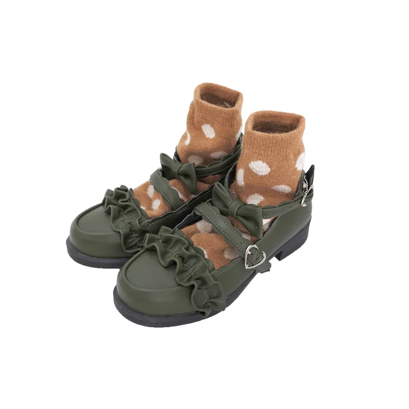 

Туфли Cosplay для девочек в стиле «Викторианская лолита» с рюшами, туфли на низком каблуке, японская кружевная круглая кожаная обувь в стиле «л...