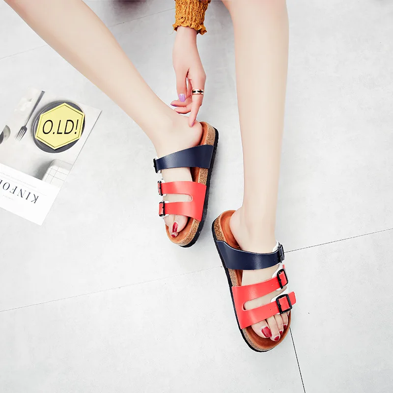 

Beach Shoes Slippers Flat Luxury Slides Sabot Designer PU Fabric Basic Rome Shoes Woman 2021 Slippers Casual Shale Female Beach