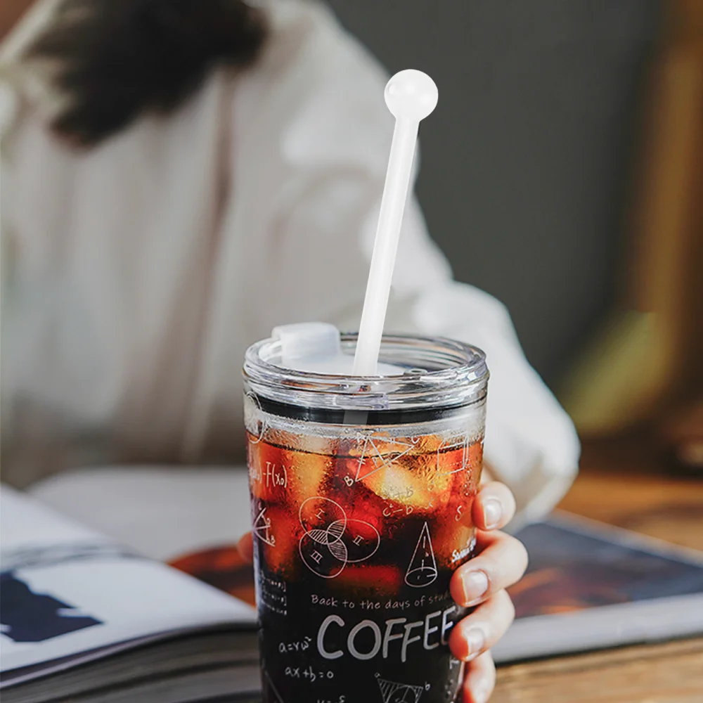 

2pcs Glass Drink Straws Round Head Straw Unique Straw Tea Straw