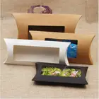 10 шт. DIY пустые коричневыебелыечерные бумажные подарочные коробки, маленькие подушки, коробка конфет с прозрачным ПВХ окном, коробки для окон из крафт-бумаги