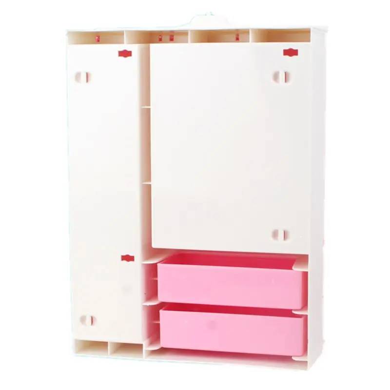 

Three-door Pink Modern Wardrobe Play set for Barbi Furniture Can Put Shoes Clothes Accessories with Dressing Mirror Girl