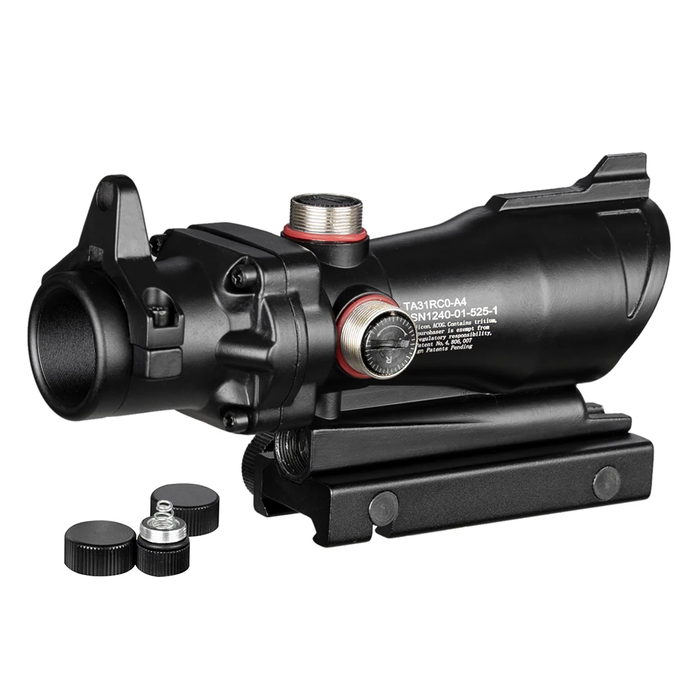 Охотничий Прицел ACOG 1X32 красный зеленый крест прицел тактический оптический прицел для страйкбола пистолет подходит 20 мм рельс