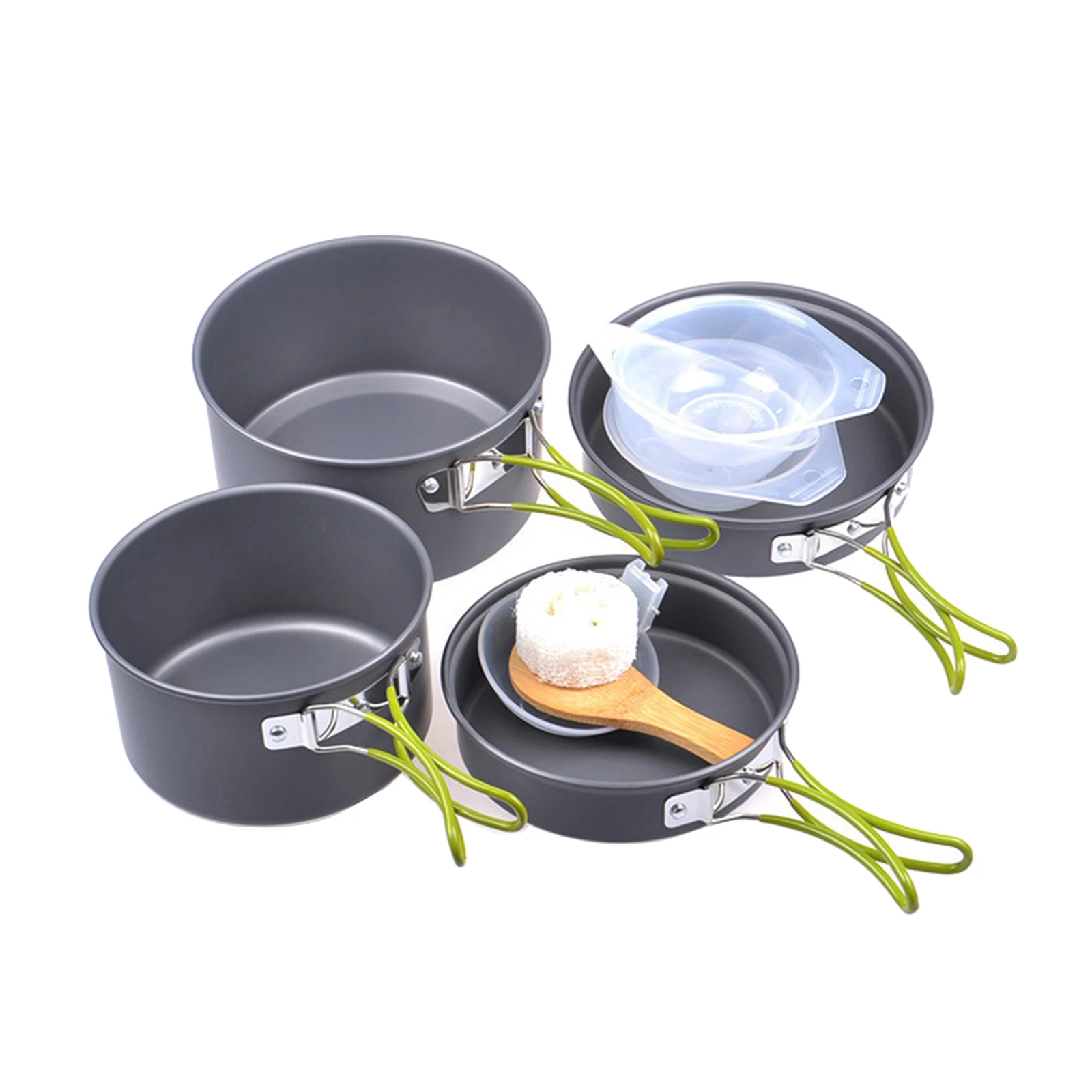 

11in1 Portable Camping Cookware Mess Kit Lightweight Cooking Pot Pan Bowl Plate Set