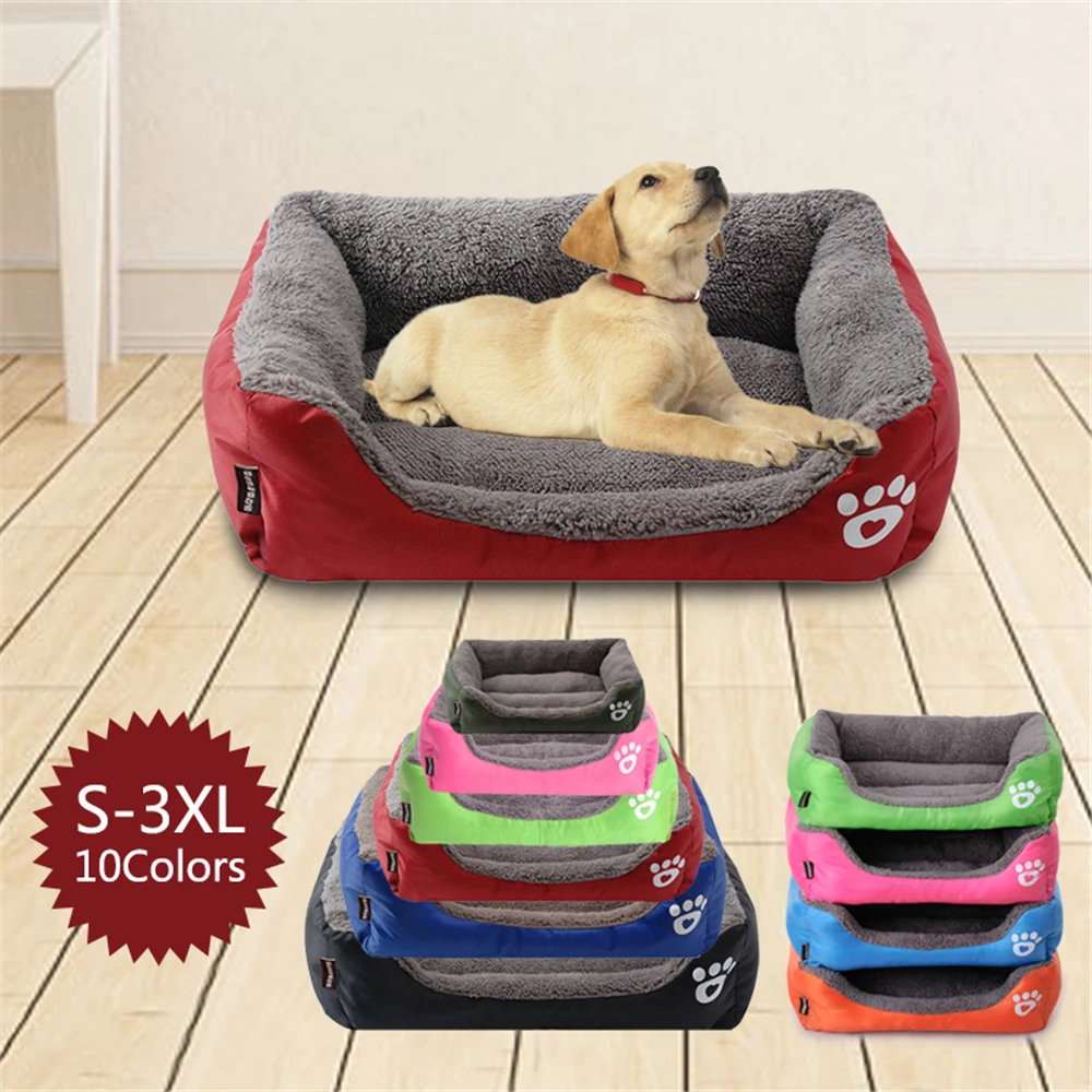 S-3XL Dog Bed Paw Pattren Pet Sofa Mat Waterproof Bottom Soft Fleece Warm Cat Mattress House Petshop Dropshipping cama perro |
