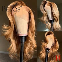 beeos 180 360 lace front human hair wig wavy wave honey blonde color pre plucked with baby hair bleached knots brazilian remy
