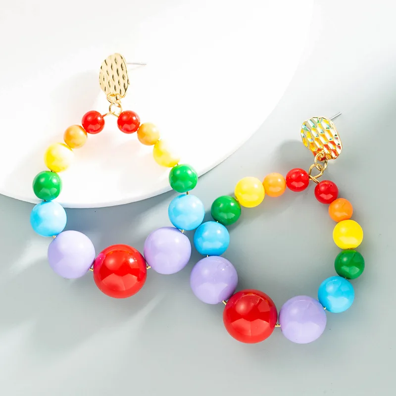 

2021 Korean Fashion Round Bead Earrings Fashion Jewelry Stud Earrings for Women Wholesale Jewelry for Women Summer Jewelry