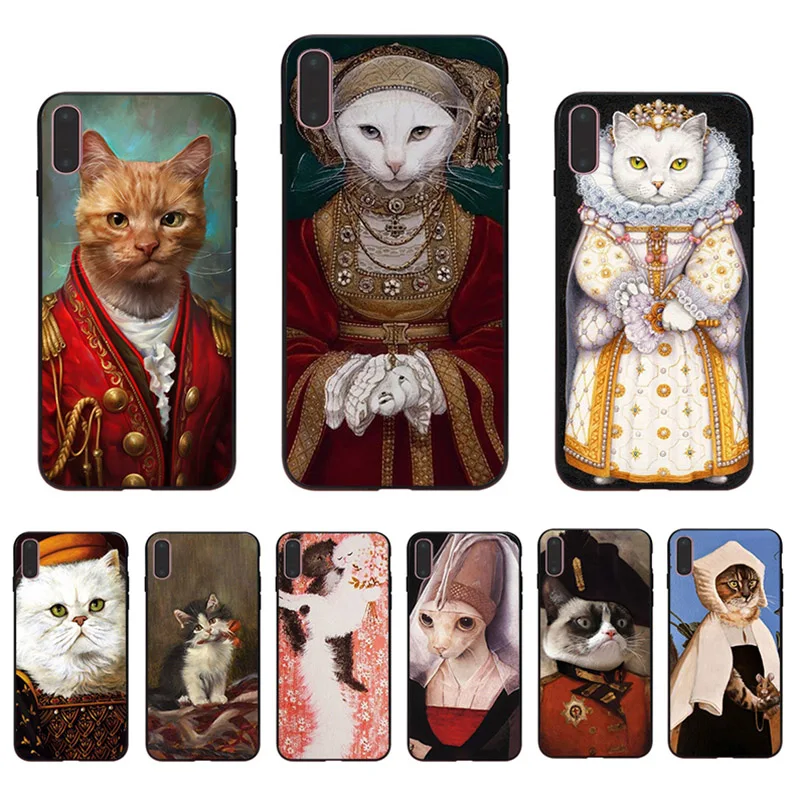 

Soft Cover For Iphone XR XS MAX 11 Pro 12 Mini X Mobile Phone Case 8 7 6 6S Plus SE 2020 5S 10 Retro Cat Art Design Shell Coque