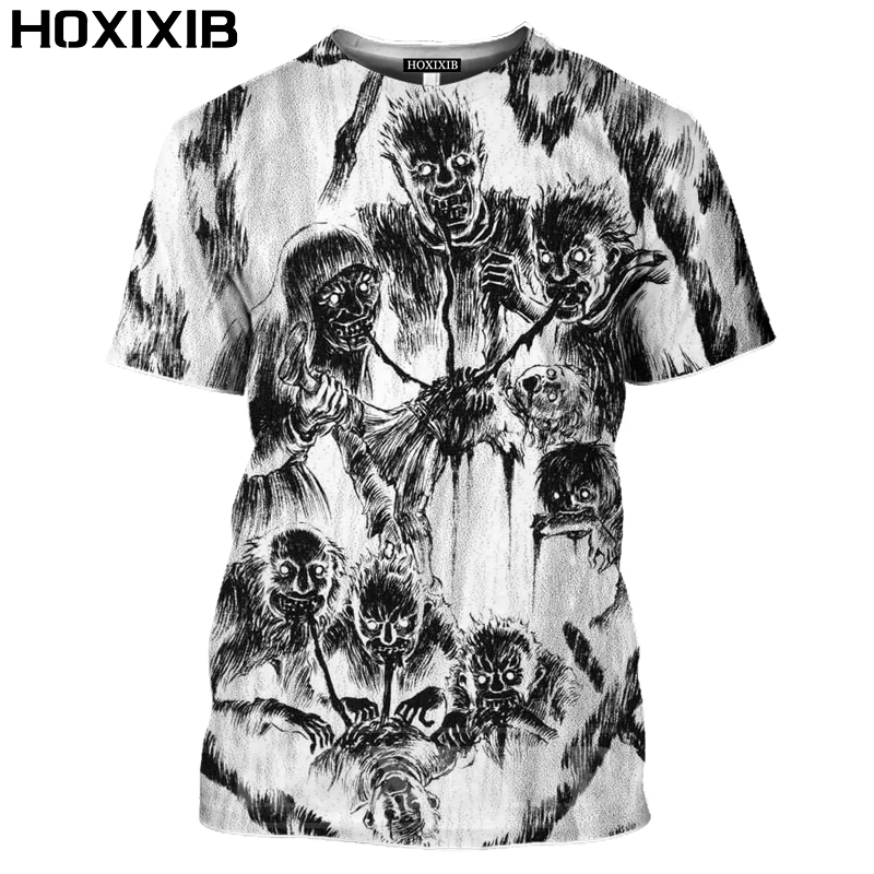 Футболка HOXIXIB с 3D-принтом японский триллер мультяшный рисунок джундзи Ито