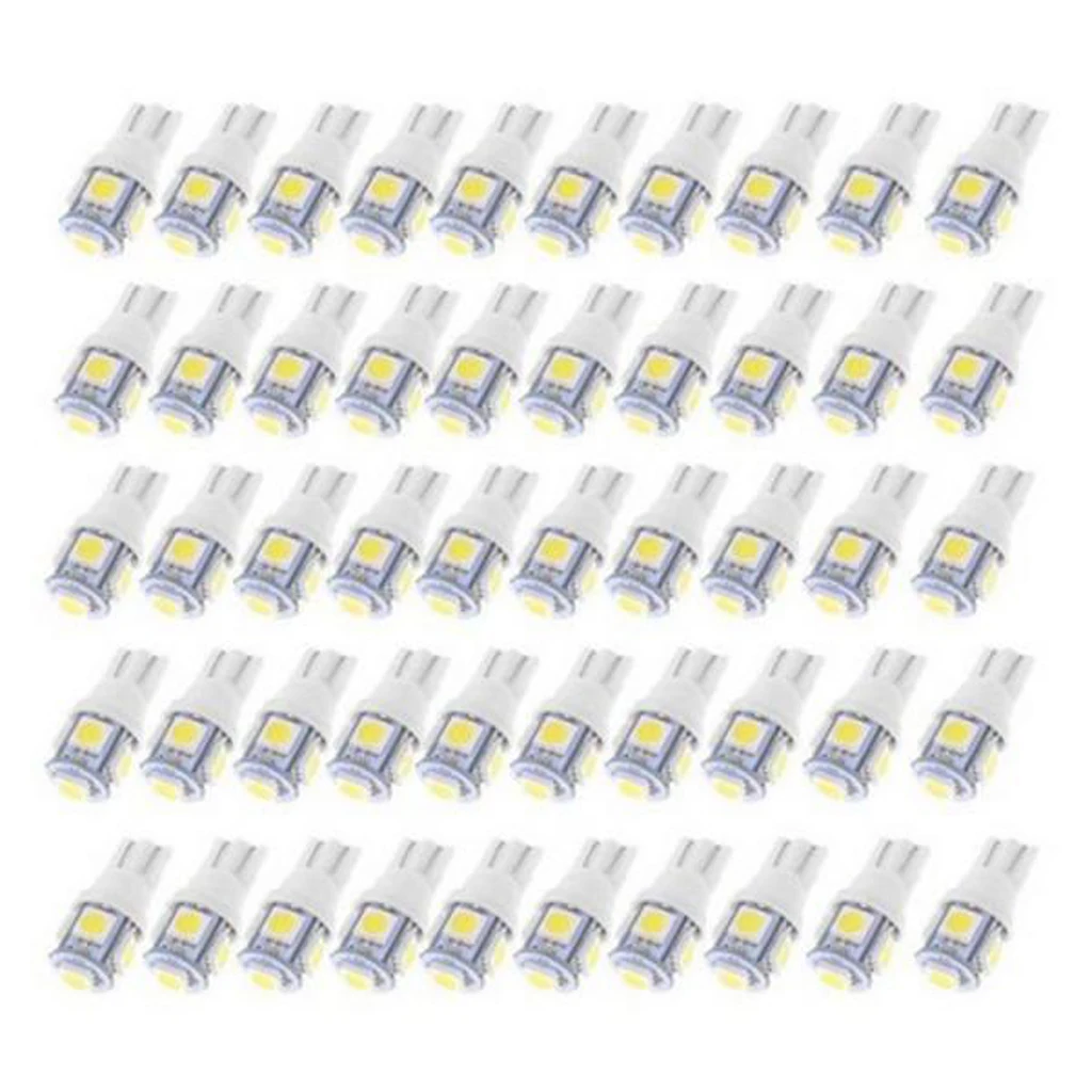 50 шт. универсальные белые светодиодсветодиодный лампы T10 W5W 168 194 5050 5SMD 6000K |