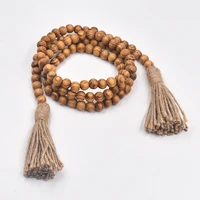 bao niu new product tassel beaded pine wood bead hemp rope pendant bohemian style home wall decoration
