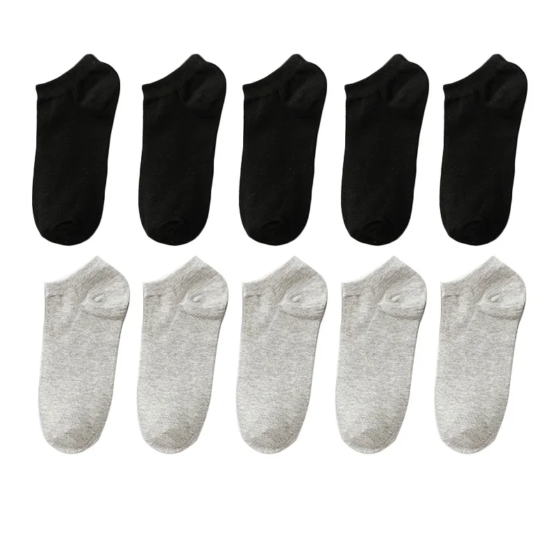 

10 пар в комплекте; Мужские и женские носки, носки из дышащей ткани, твердые Цвет лодка удобные носки из хлопка смесь носки до лодыжки черный, ...