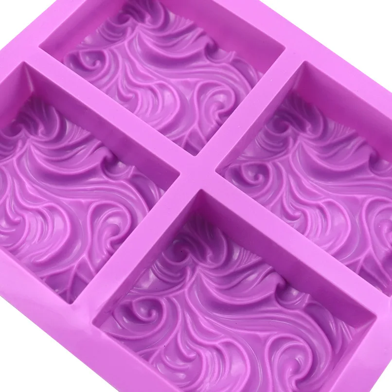 

1 Pc 4 Grids Even Wave Flower Silica Gel Handmade Soap Mold Cake Mould DIY Aromatherapy Plaster Mold Essential Oil Soap Mold