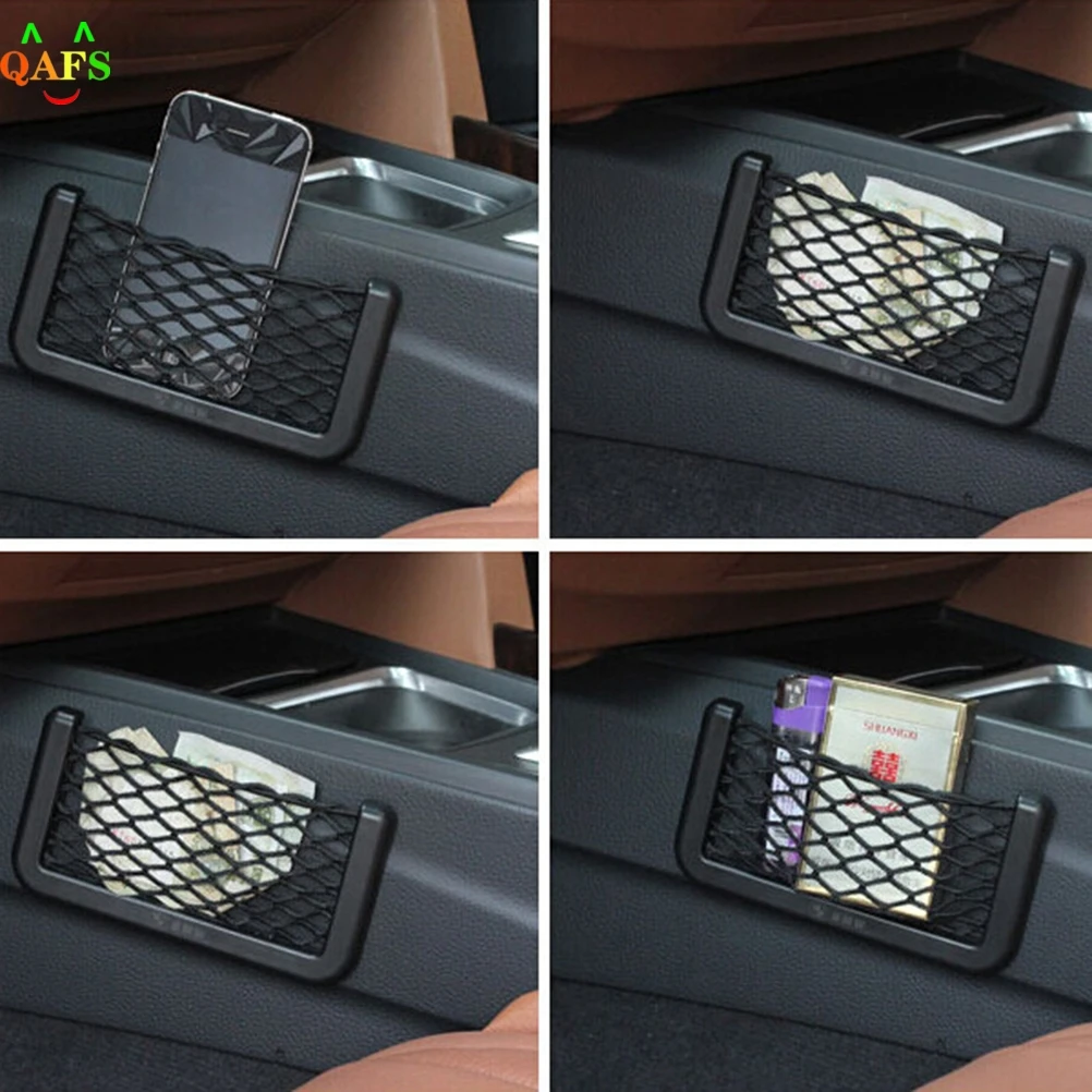 Car Carrying String Bag Vehicle Storage Mesh Resilient Nylon Network Pocket Handphone Holder Auto accessories