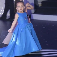 sky blue girls pageant dresses 2022 jewel sweep train crystal beads flower girl dress child birthday party gowns kids cosplay we