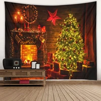 christmas background tapestry fireplace christmas tree decoration environmentally friendly printing soft hanging cloth