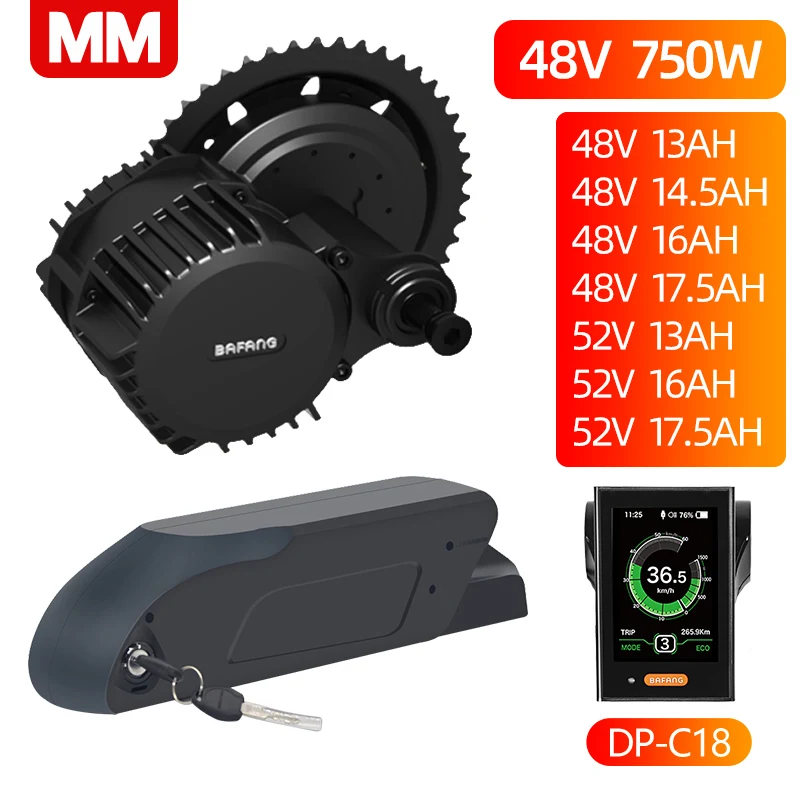 BBS02B Bafang 48 в 750 Вт Mid Drive комплект электродвигателей с 52 13AH 17.5Ah литий ионный Ebike