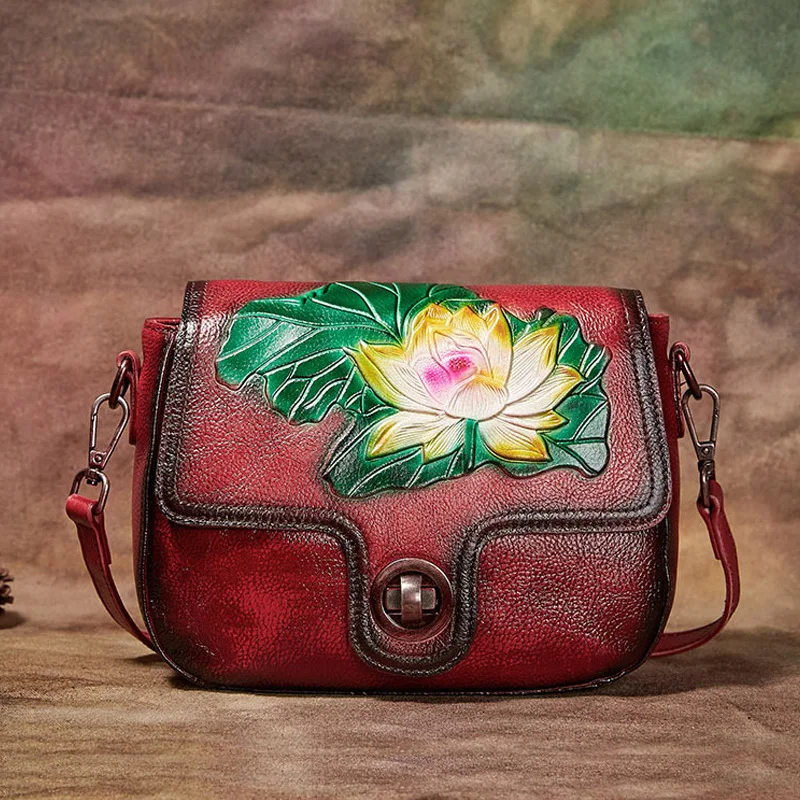 

genuine leather bag for women designer shoulder bag 2020 new luxury handbags women bags floral cow leather handbag
