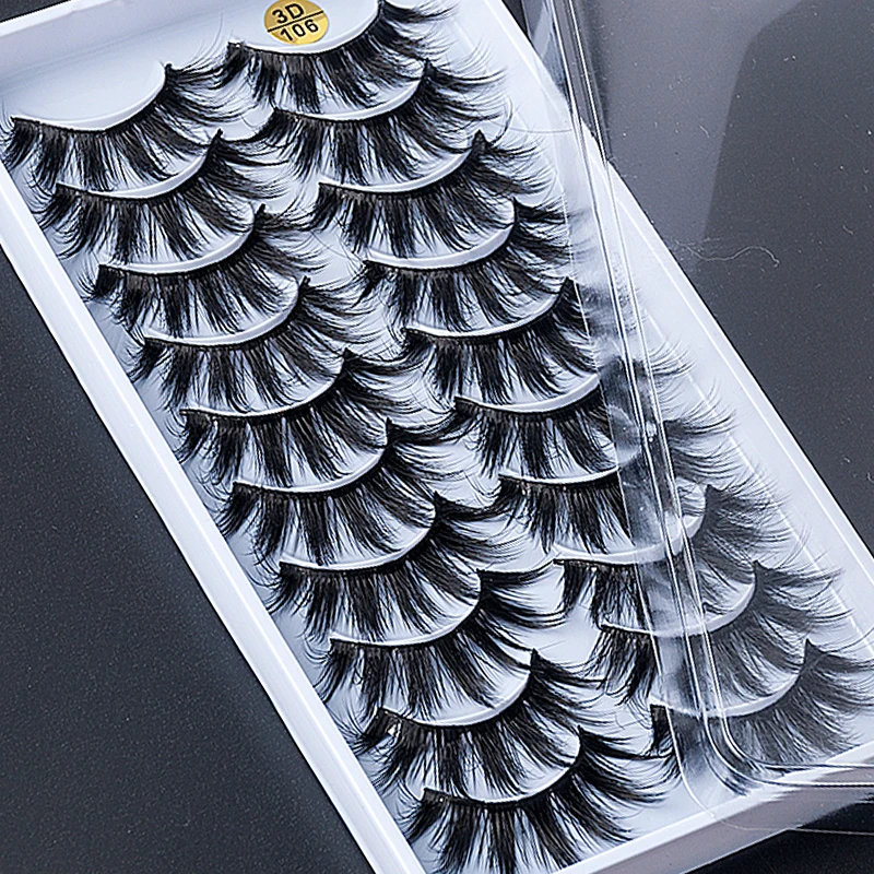 

10 Pairs 3D Mink False Eyelashes Wispy Cross Fluffy Extension Lashes Thick Fake Lashes Luxury HandMade Volume Lashes Extension