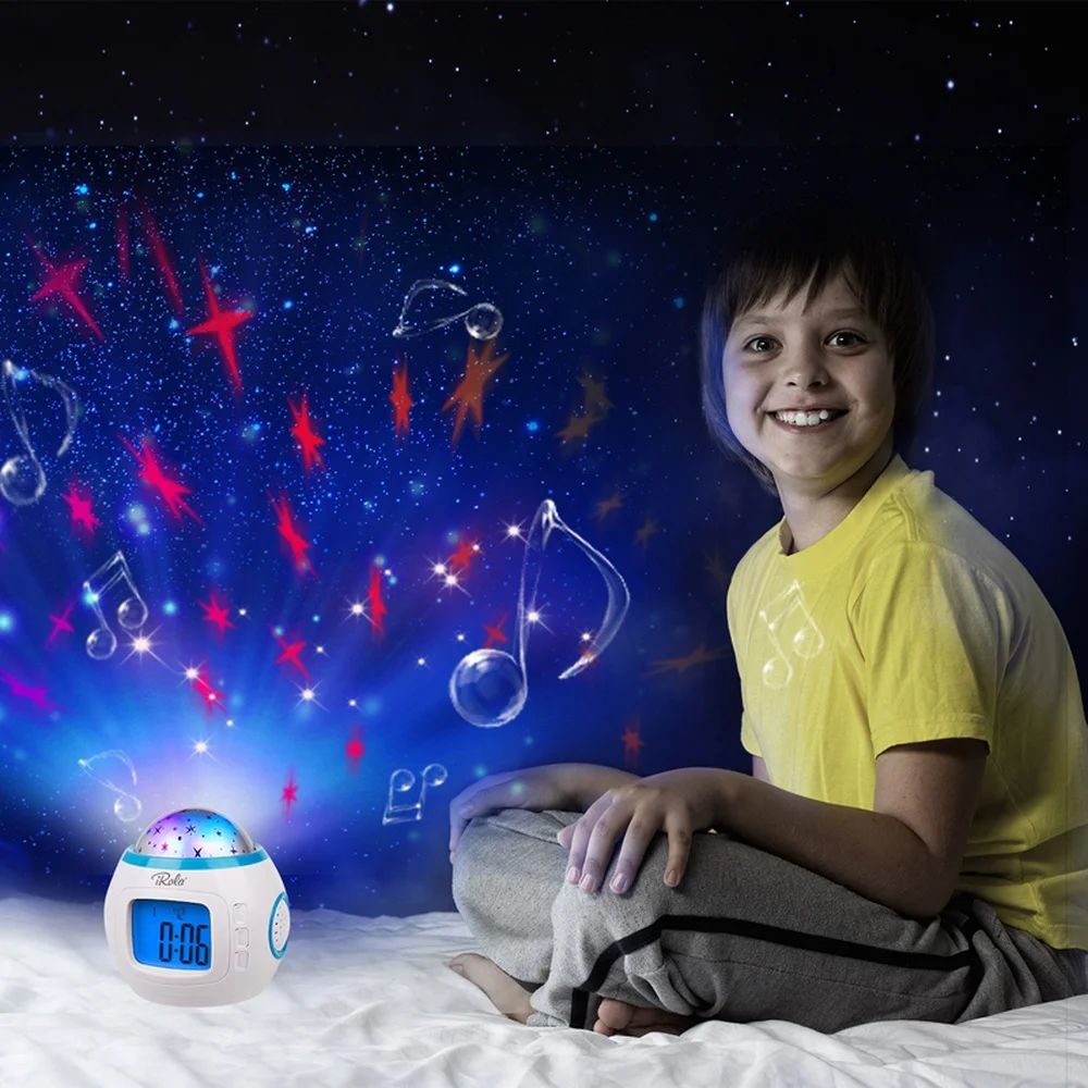 

Star Sky Projection Alarm Clock for Kids Bedroom Smart Home Travel Children Snooze Bedside with LED Backlight Colorful
