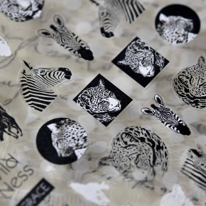 

2021 Wild Animals 5D Nail Art Sticker Leopard Zebra Tiger Line Head Transfer Nail Stickers Stickers Colorful Nail Art Decoration