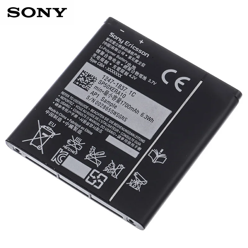Sony 100% оригинальный аккумулятор 1700 мАч BA800 для SONY Xperia S LT25i V LT26i AB-0400 высокого