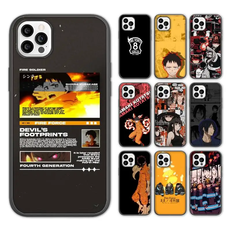 

Cartoon Fire Force Desktop Phone Case For iPhone 13 12 11 pro max mini x xs xr 7 8 5 se plus soft Cover Fundas