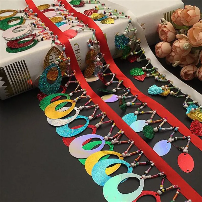 

Красивая блестящая кружевная ткань с бисером и блестками для костюма, сценического танца, одежда, ленты для рукоделия, Dencoration