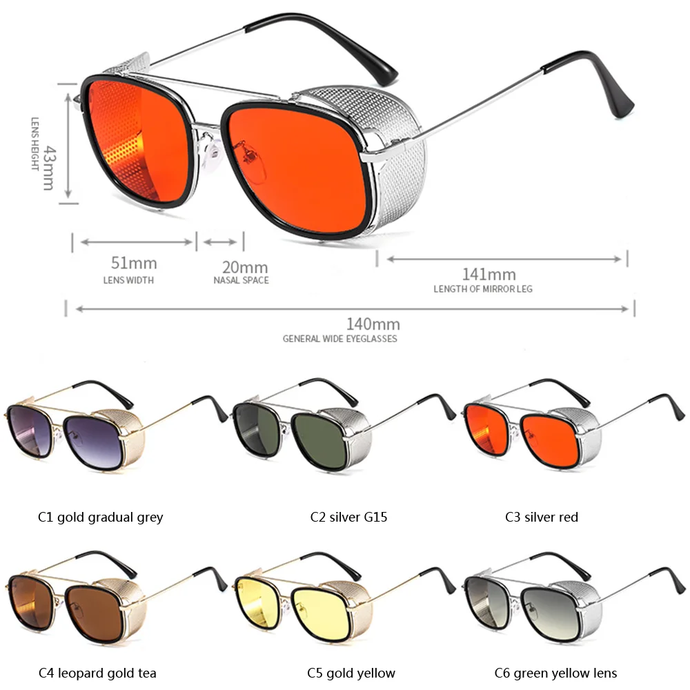 

Retro Pilot Metal Steampunk Sunglasses Men Women Brand Designer Vintage Glasses Man Oculos De Sol Shades UV Protection