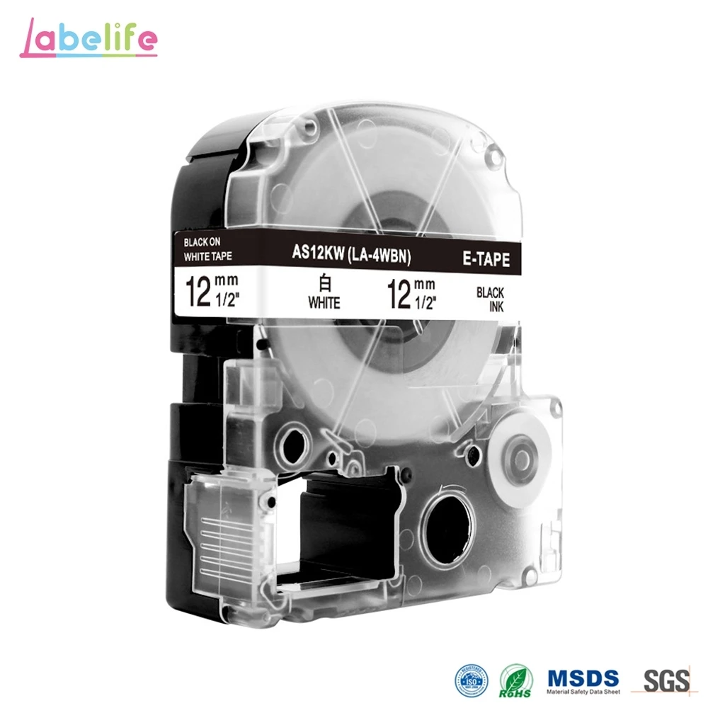Labelife 1 шт. SS12KW LC-4WBN совместимый Epson LabelWorks LK Лента Стандартная 12 мм для Epson принтер этикеток LW-300 LW-400 SR530C