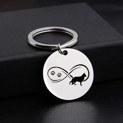 Новая модная круглая немецкая овчарка брелки из нержавеющей стали ювелирные