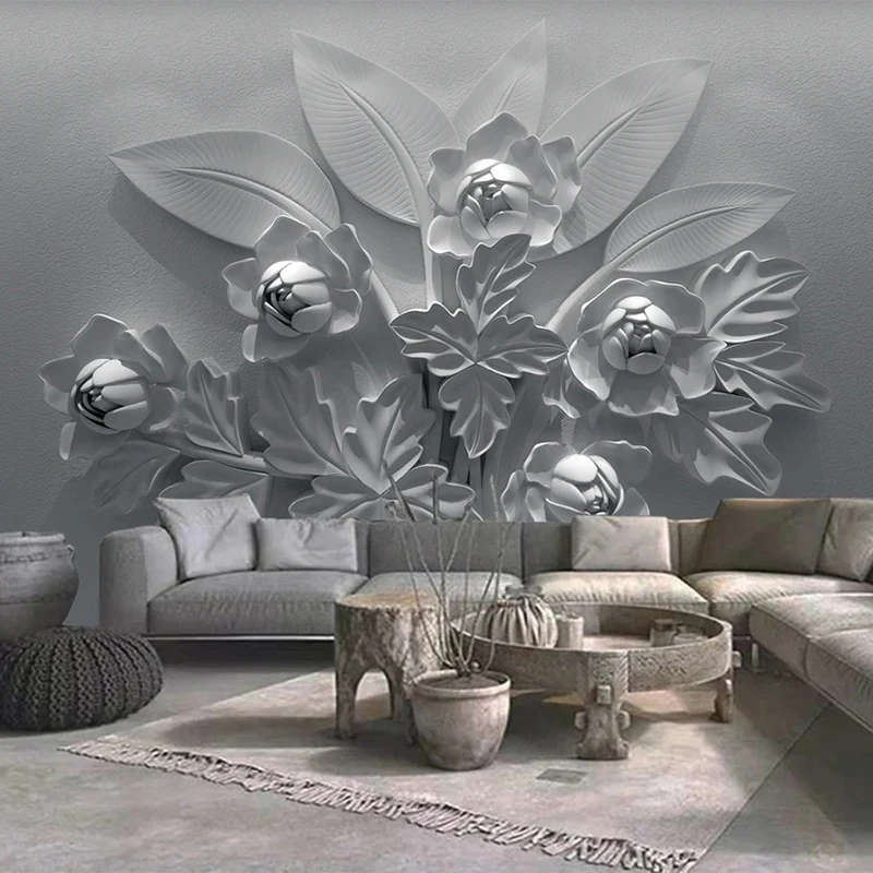 

Custom 3D Mural Wallpaper Stereo Abstract Relief Flowers Fresco Living Room Bedroom Home Decor Wall Painting Papel De Parede