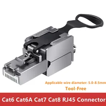 RJ45 Connector Cat8 Cat7 Cat6A Cat6 Network Adapter For Internet Cables Copper Shield Free Tool Crimp RJ45 Ethernet Lan Cable