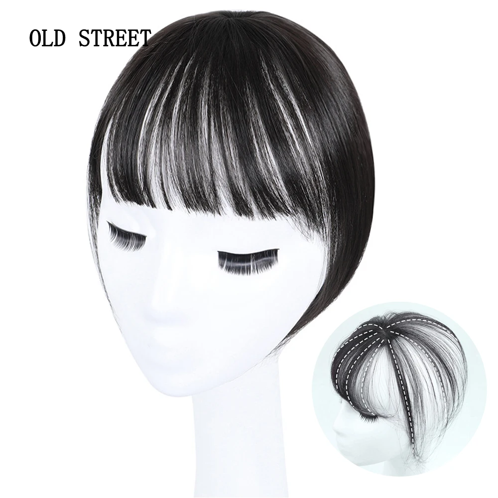 

3D синтетические волосы челки с двумя длинными боковыми прямыми аккуратными челкой с зажимом для наращивания волос для женщин высокотемпературное волокно