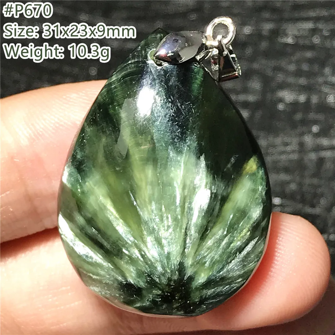 

Natural Green Seraphinite Pendant For Women Lady Men Luck Healing Gift Crystal Gemstone Water Drop Beads Silver Jewelry AAAAA