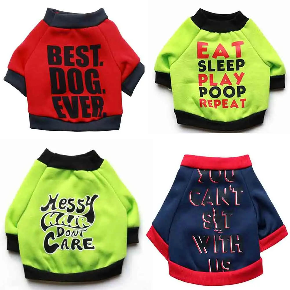 

New Warm Small Dog Clothes Winter Fashion Cute Printed Letters Sweater Coat Jacket Teddy Chihuahua Fighting Pet Clothes