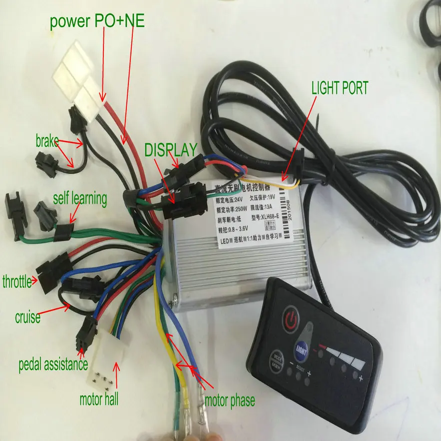 24v36v48v250w350w контроллер и светодиодный дисплей панель управления с 6 км/ч круиз и свет Кнопка управления переключатель электрический велосипедный скутер часть