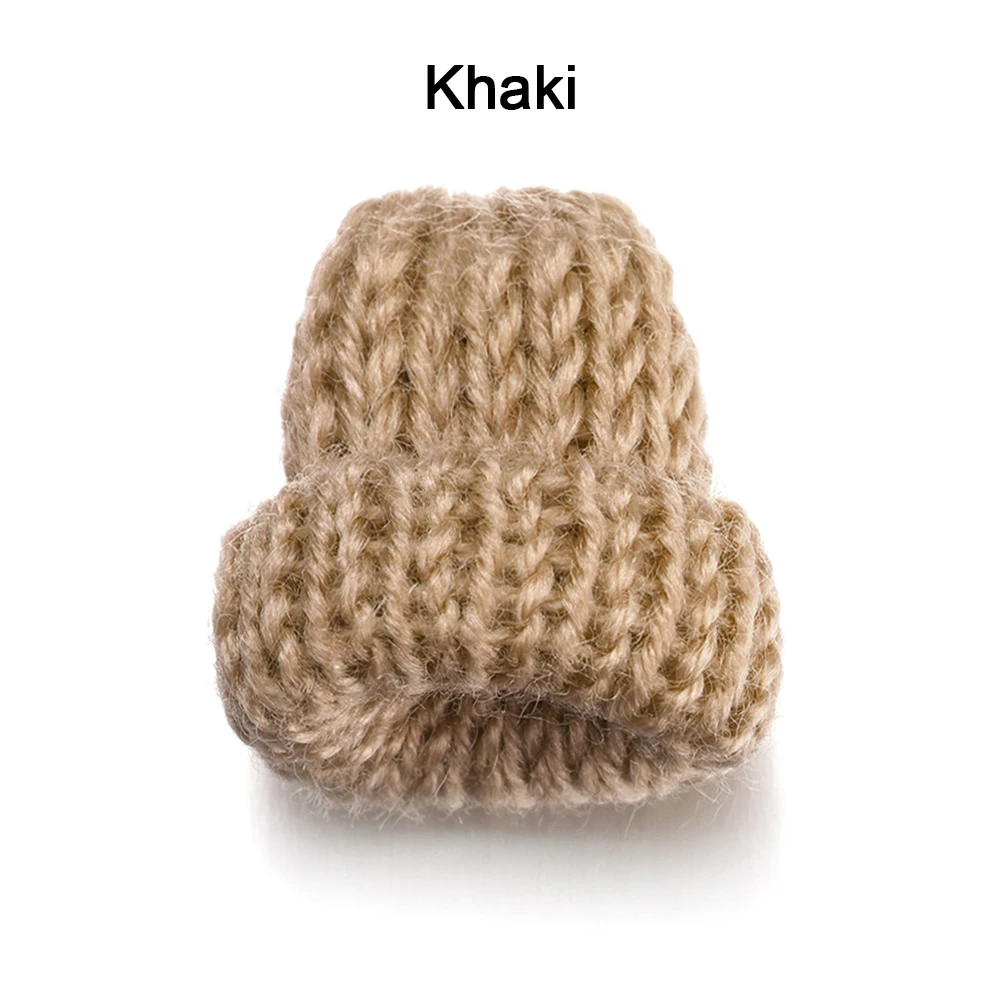 khaki 10 шт. новая Маленькая вязаная шапка ручной работы для кукол DIY чехол для телефона украшение головной убор одежда игрушка ребенок ручной Скрапбукинг искусство - Цвет: khaki