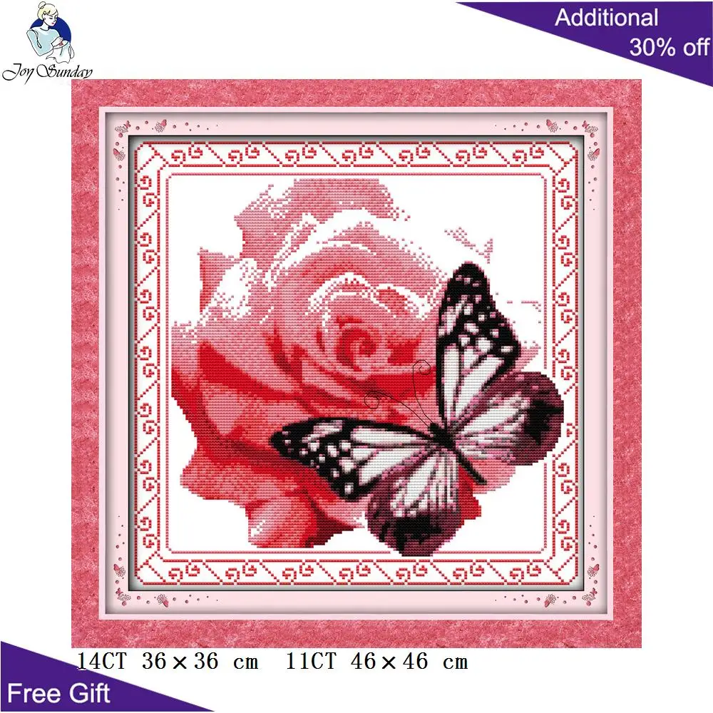 Вышивка Joy Sunday цветок над бабочкой H266 14CT 11CT штампованная и засчитанная декорация