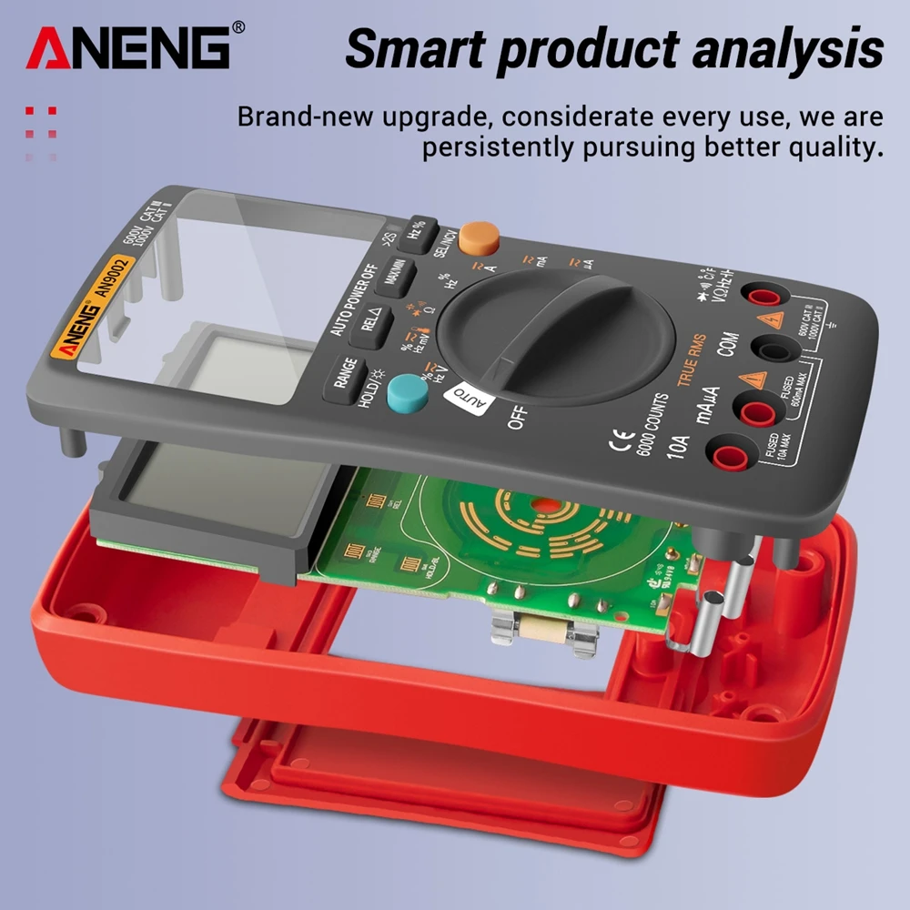 

ANENG AN9002 Bluetooth Digital Multimeter 6000 Counts Professional MultimetroTrue RMS AC/DC Current Voltage Tester Auto-Range