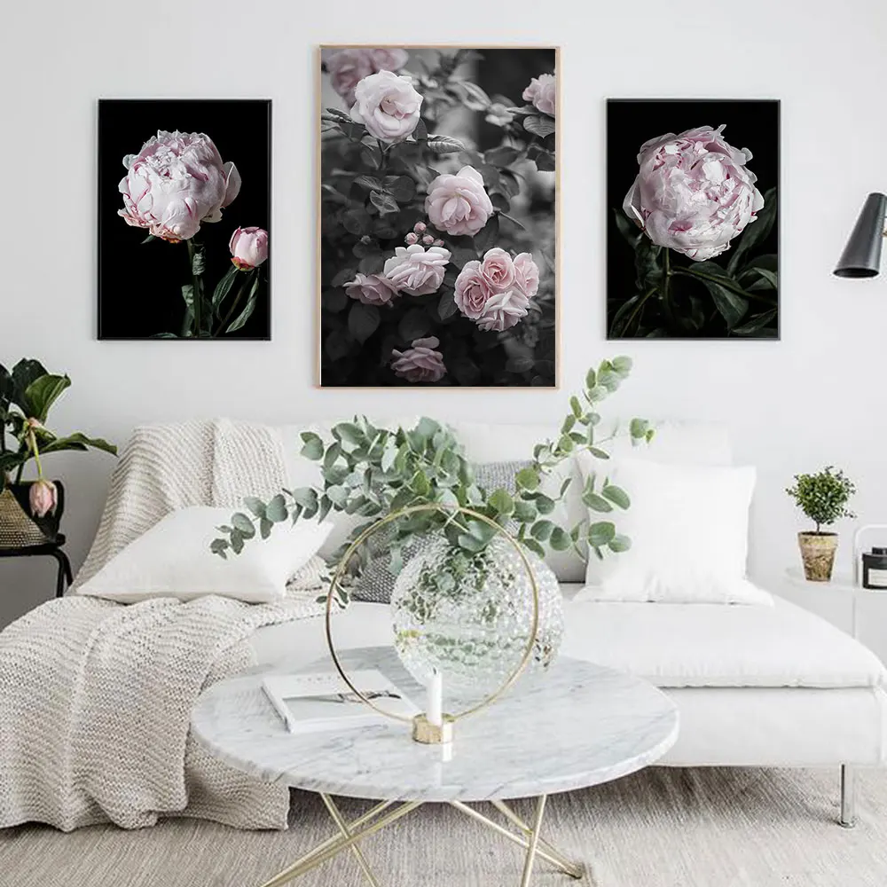 

Peony Flower Poster Nordic Floral Art Print Botanical Photography Canvas Painting Modern Wall Picture For Living Room Home Decor