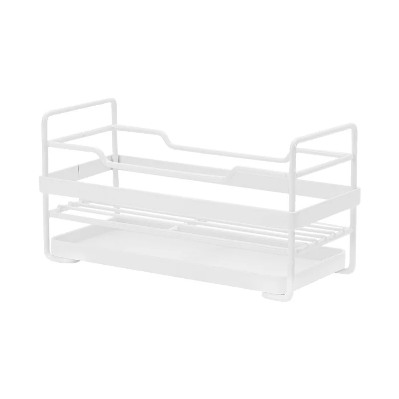 

Simple kitchen and bathroom supplies shelf countertop storage rack with tray sponge drain rack