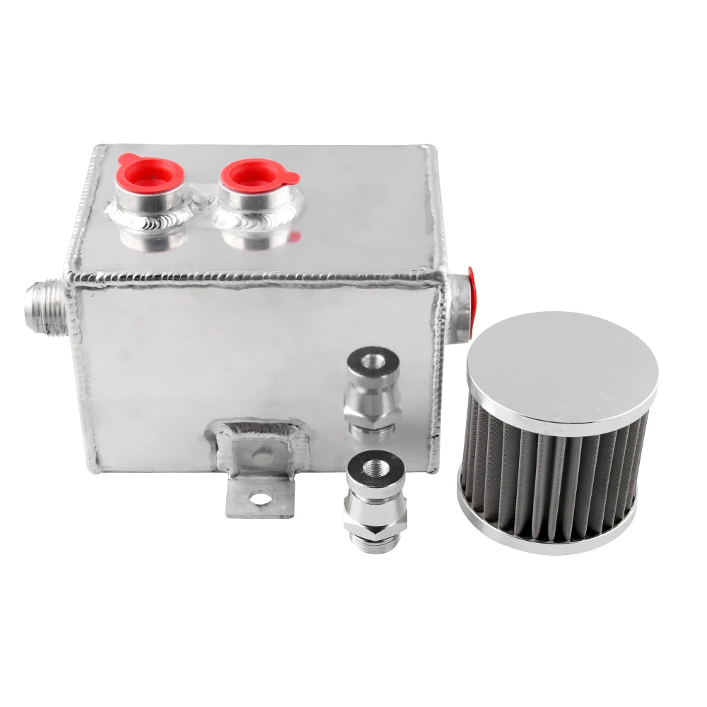 Silver 2L 1л и 2л алюминиевый маслоуловитель БАК с дыхательной и сливной кран 2LT перегородка RYANSTAR - Цвет: Silver 2L