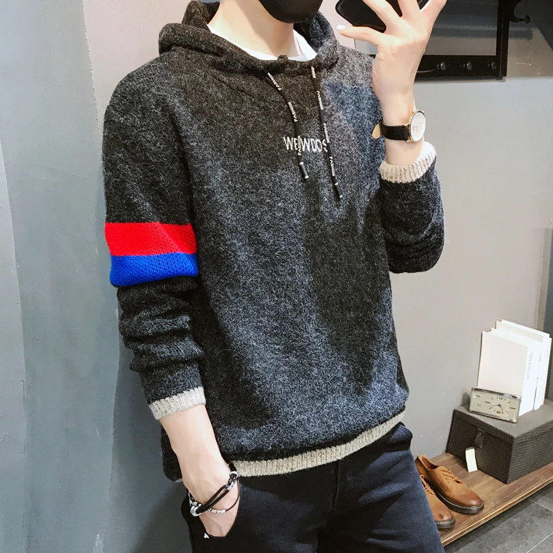 Мужской новый четырехцветный модный тренд 2019 крутой Повседневный простой свитер