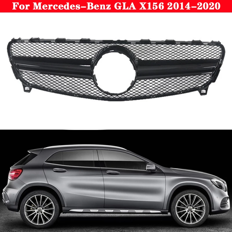 

Car styling Middle grille for Mercedes-Benz GLA X156 GLC X253 W253 2014-2020 ABS plastic Silver Black front bumper Center Grille