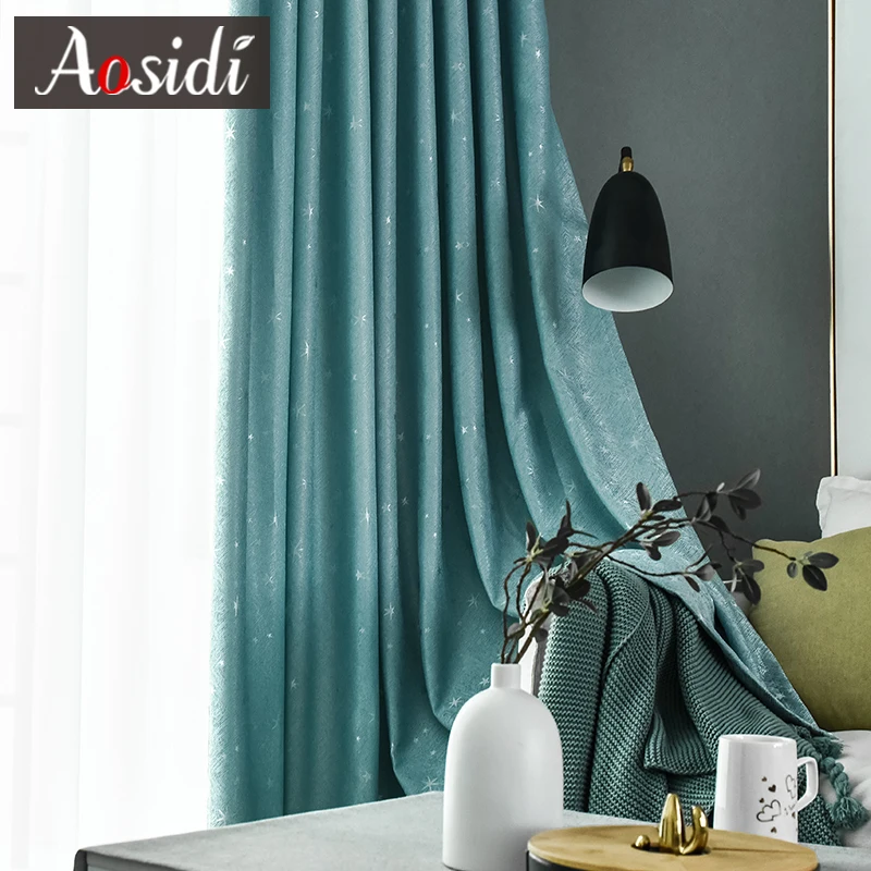 

AOSIDI Shining Stars Home Decor Modern Curtains For Living Room Bedroom Window Thick Curtains For Children's Room Shading 85%