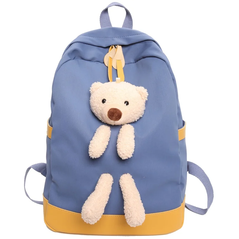 

Unique Bag Ins School Bag Female Korean Harajuku Wild Junior High School Student Bear Doll Backpack Cute Simple Backpack