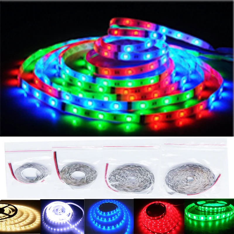 Светодиодные ленты света 60 светодиодный s/M Fiexble Гибкая диода лента DC 12 V 1 м 2 3 4 5 SMD