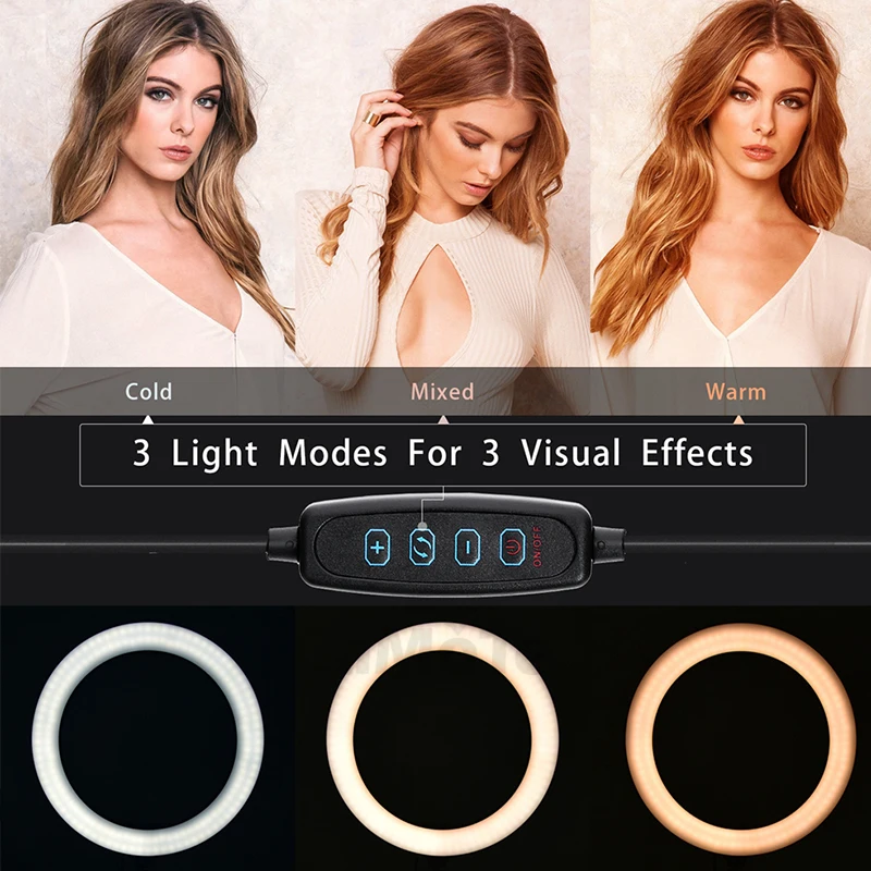 Кольцевой светильник для макияжа 8 10 дюймов со светодиодными бусинами|Вспышки и
